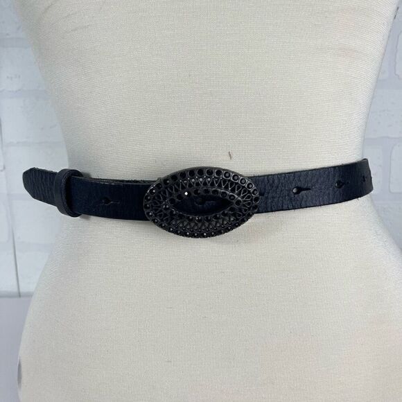 Fossil Womens Leather Belt Size Large Black - Picture 1 of 11